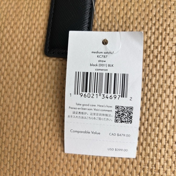 Kate Spade Cameron KC787 Satchel – Straw & Black Saffiano Leather, Gold Hardware - Picture 3 of 10